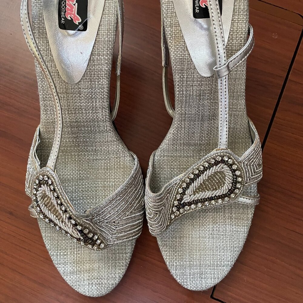 Women's Silver Heels with Rhinestones - WORN ONLY ONCE